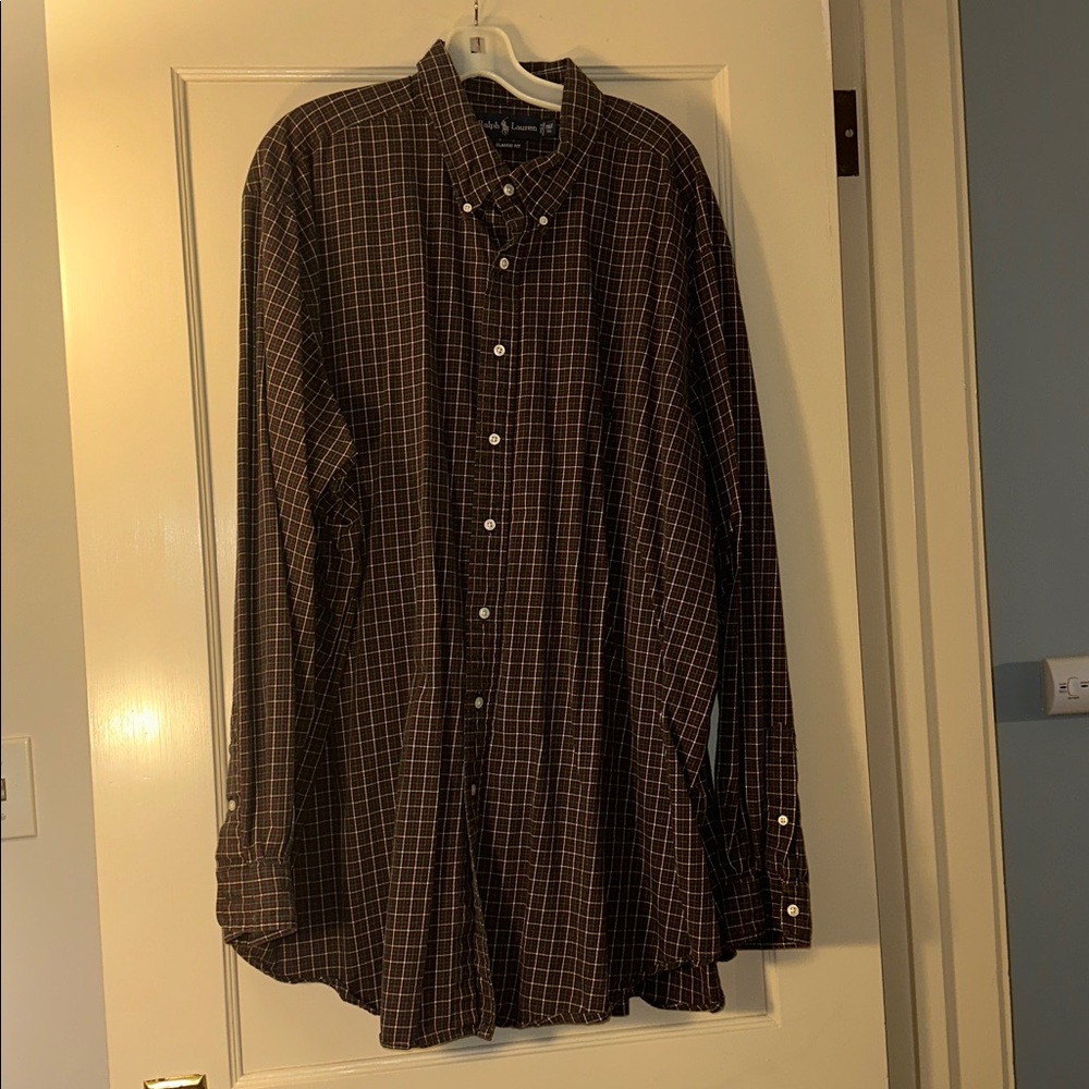 Ralph Lauren Dark Red / burgundy Men’s 3XLT Checkered Button-Down Shirt - Picture 12 of 12